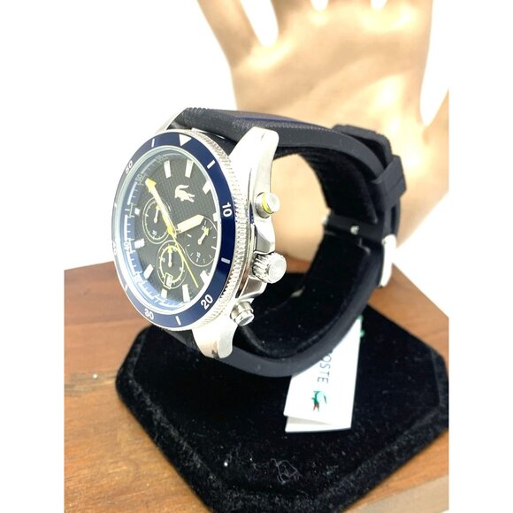 Lacoste Men's Watch 2011361 Quartz Chronograph Blue Dial Black Rubber Strap 43mm - Picture 2 of 13